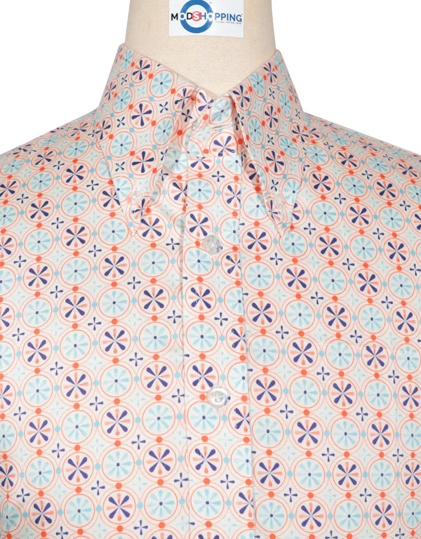 Copy of Flower Shirt - 60s  Style Orange Flower Shirt Modshopping Clothing