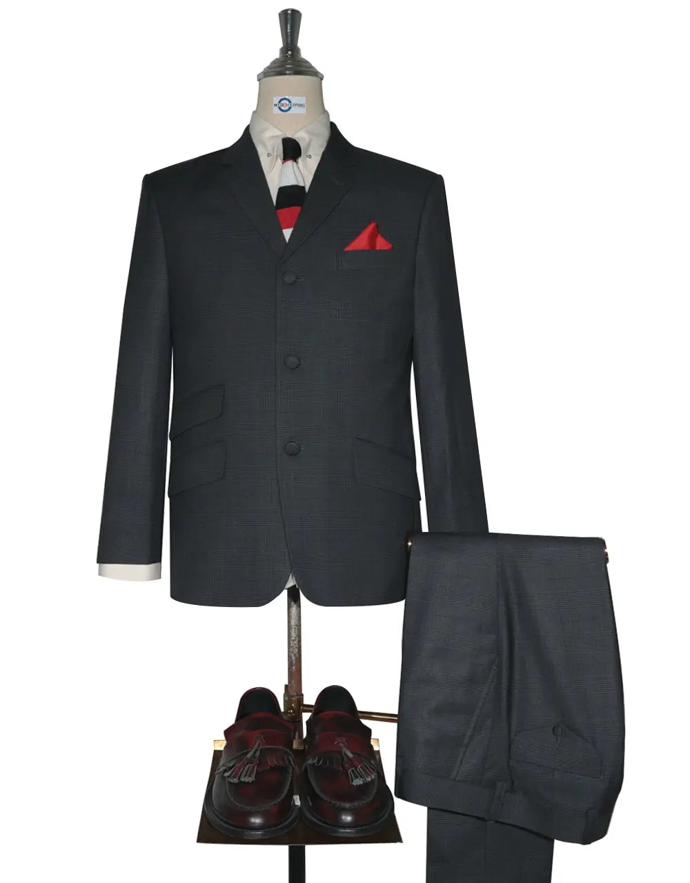 Charcoal Prince Of Wales Check 3 Button Mod Suit – Mod Shopping Ltd ...