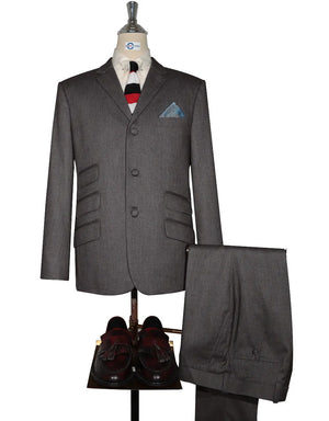 Copy of Mod Suit - Silver Brown Herringbone Tweed Suit Modshopping Clothing