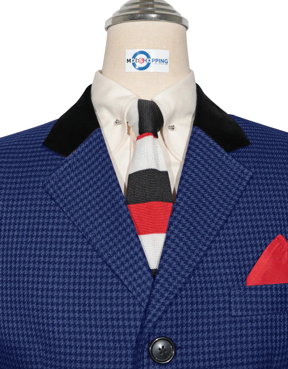 Copy of Over Coat Men's | 60s Mod Winter Blue Houndstooth Coat Modshopping Clothing