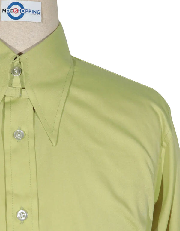 Copy of Tab Collar Shirt | Lemon GreenTab Collar Shirt Modshopping Clothing