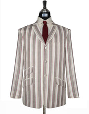 Cream and Brown Striped Blazer