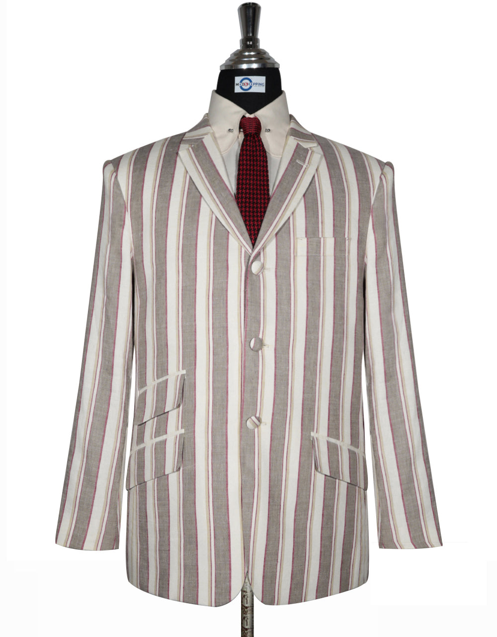 Cream and Brown Striped Blazer