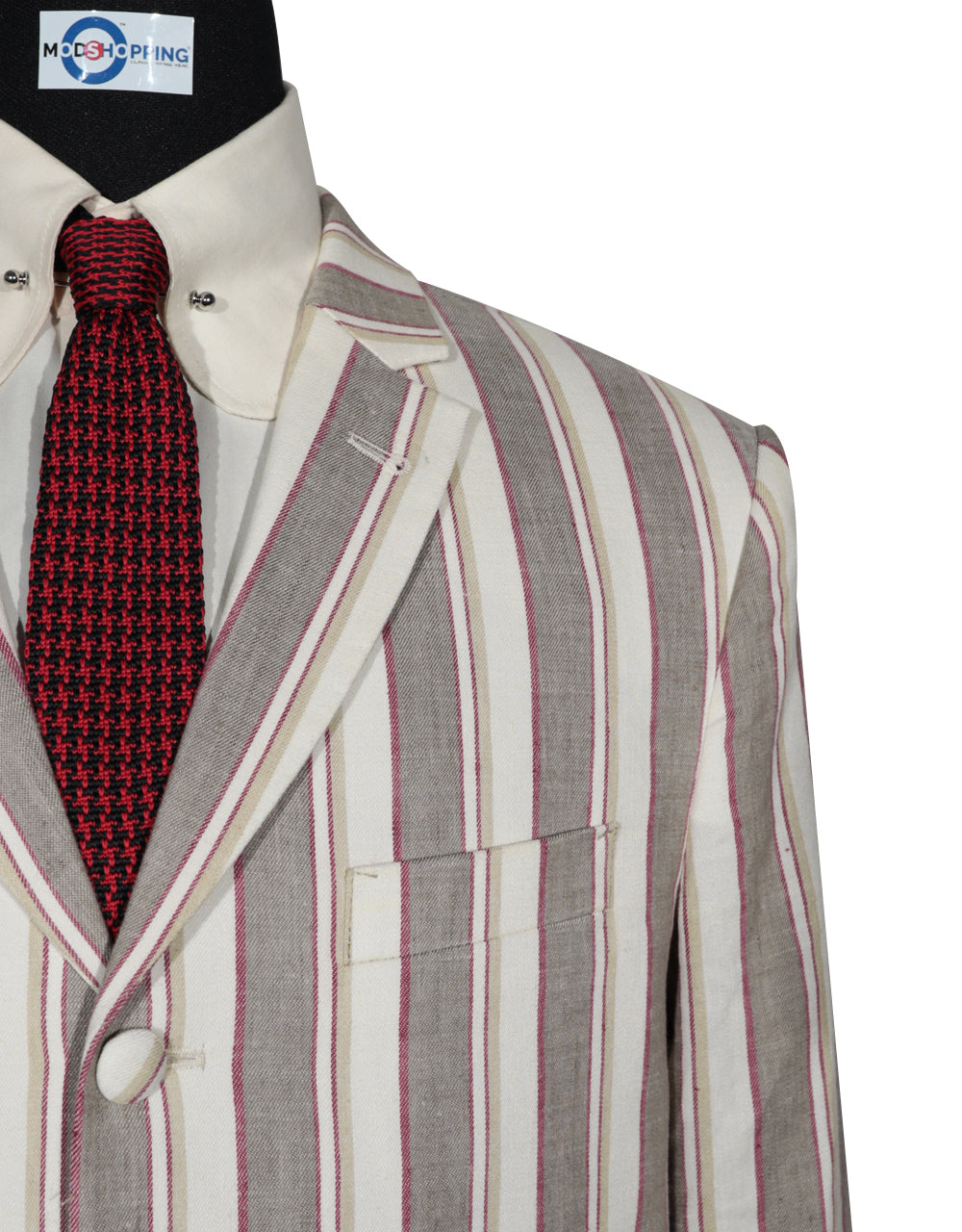 Cream and Brown Striped Blazer 