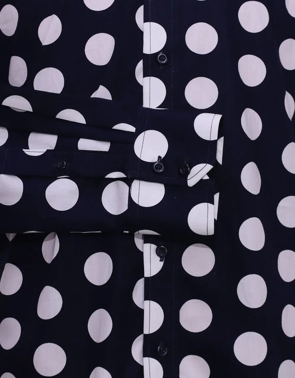 Dark Navy Blue Polka Dot Shirt Modshopping Clothing