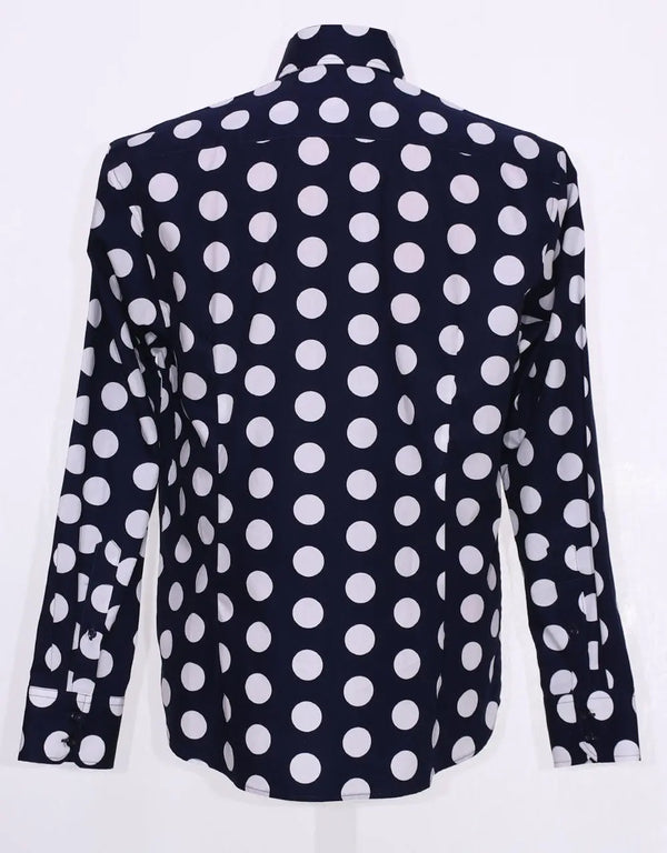 Dark Navy Blue Polka Dot Shirt Modshopping Clothing