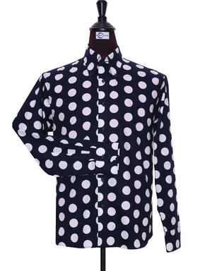 Dark Navy Blue Polka Dot Shirt Modshopping Clothing