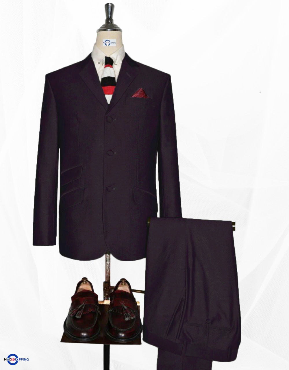 Dark Purple and Black Two Tone Suit 