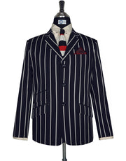 Dark Navy Blue Striped Jacket