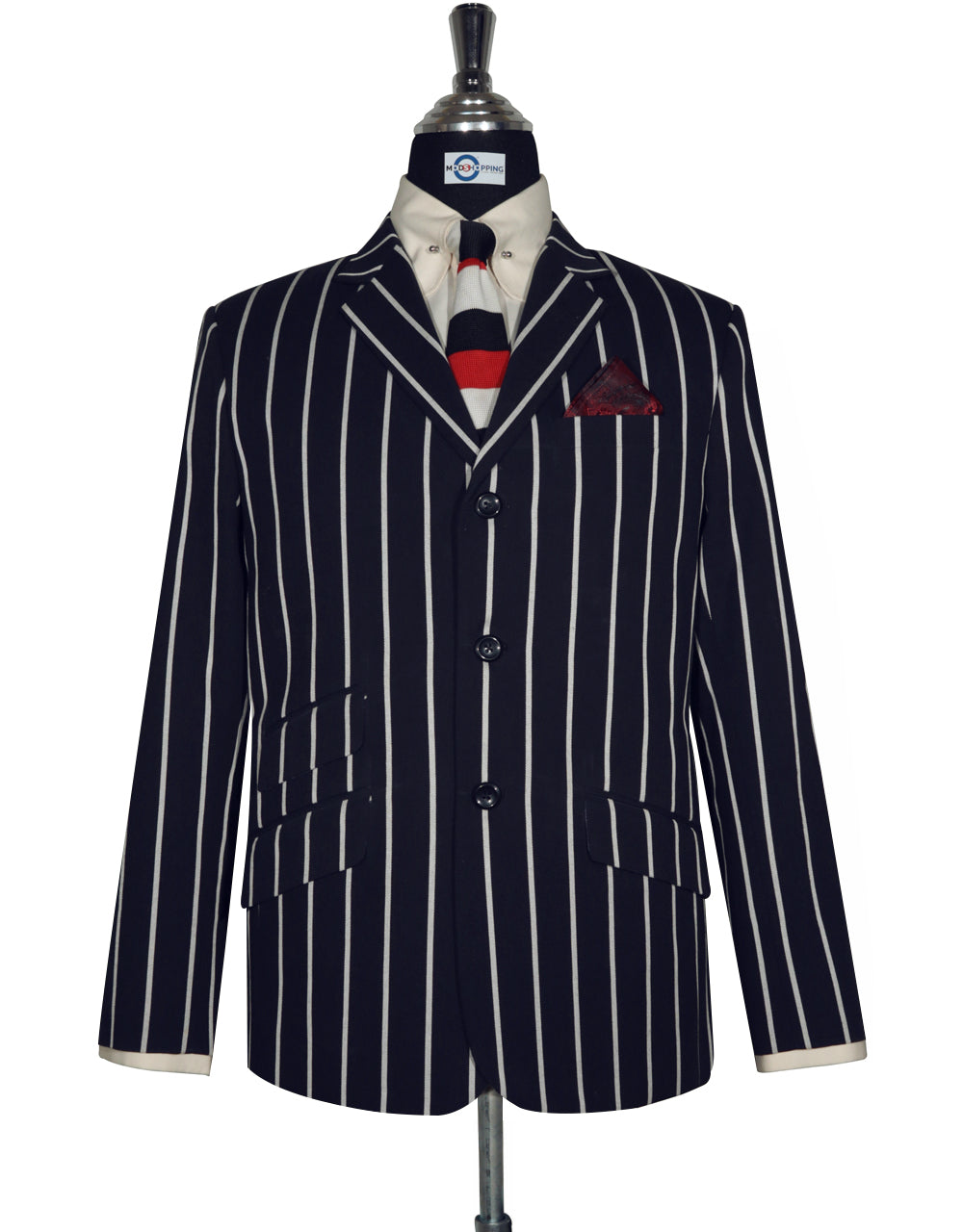 Dark Navy Blue Striped Jacket