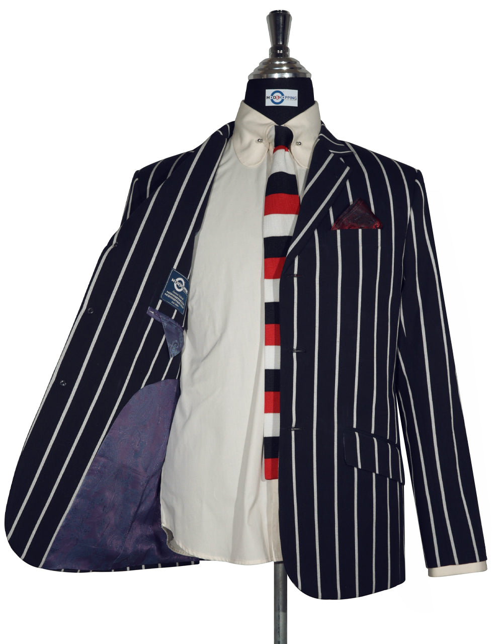 Dark Navy Blue Striped Jacket
