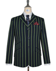 Dark Navy Blue and Green Striped Blazer