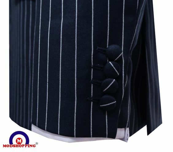 Dark Navy Blue and Grey Stripe Suit Cuff