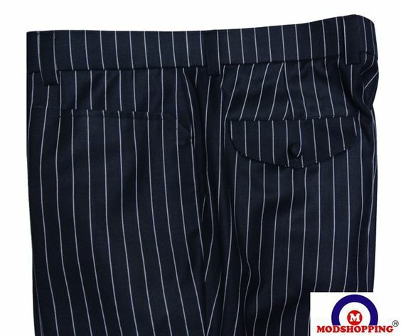 Dark Navy Blue and Grey Stripe Suit Trouser2