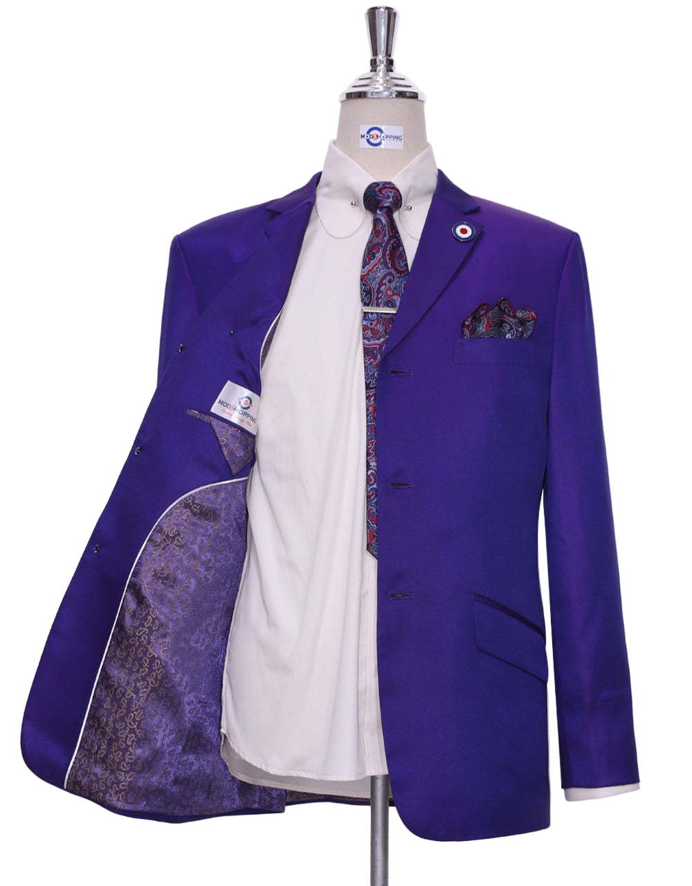 Dark Purple & Red Tailored Fit Lining