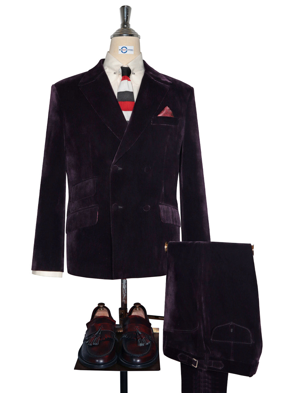 Dark Purple Velvet Double Breasted Suit