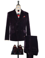 Dark Purple Velvet Double Breasted Suit