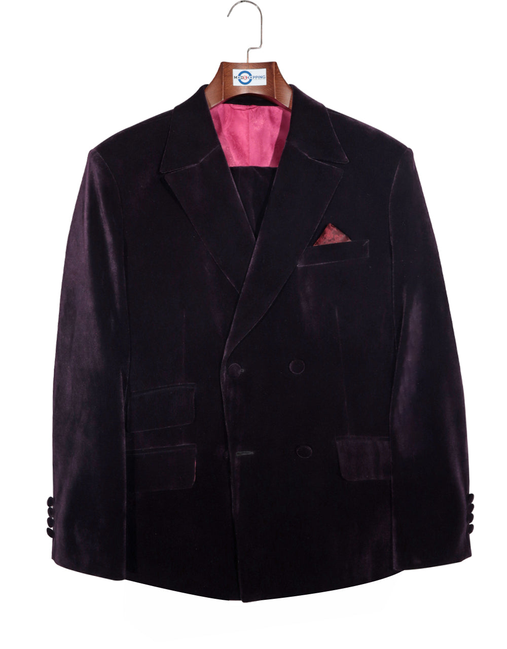 Dark Purple Velvet Double Breasted Suit