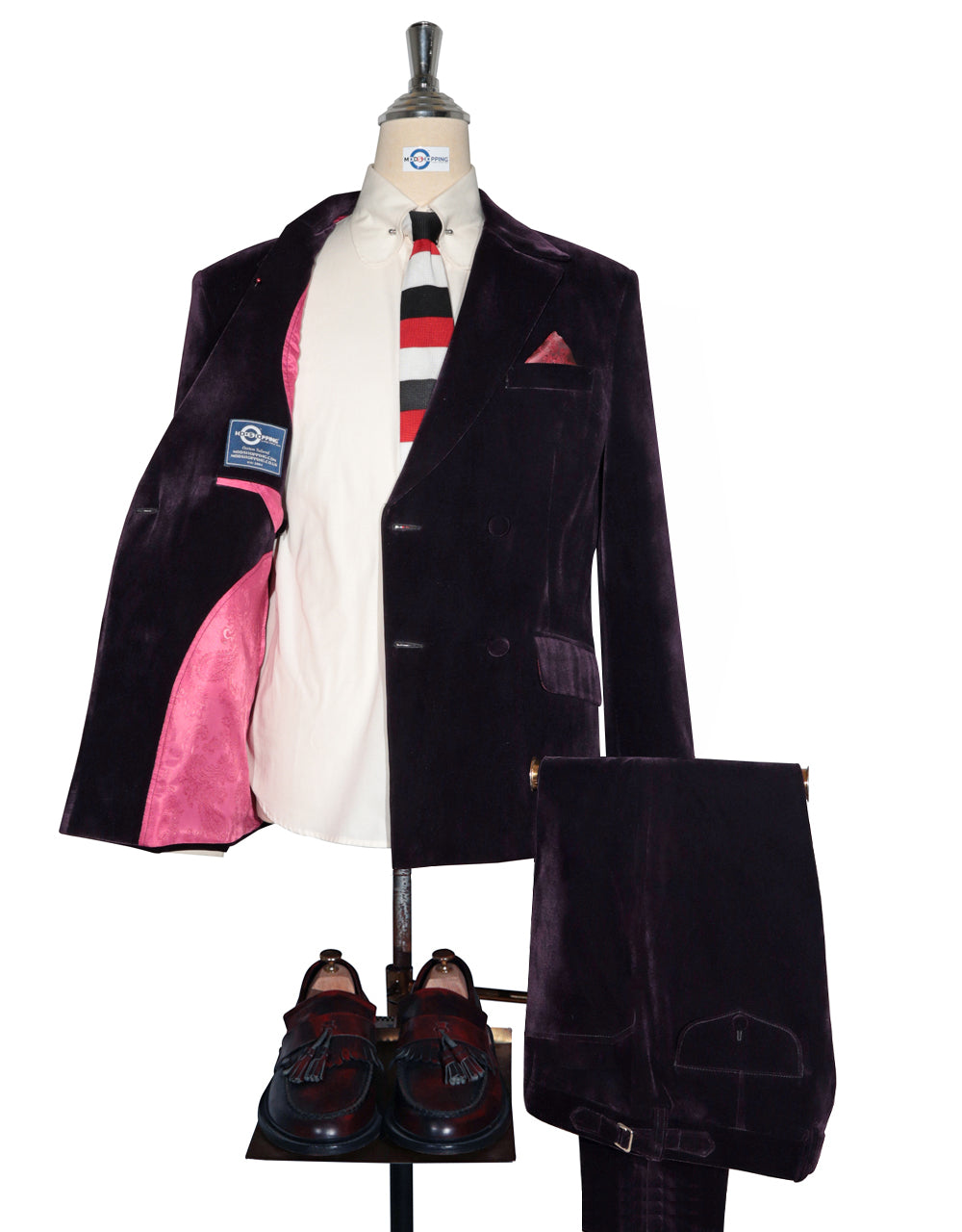 Dark Purple Velvet Double Breasted Suit