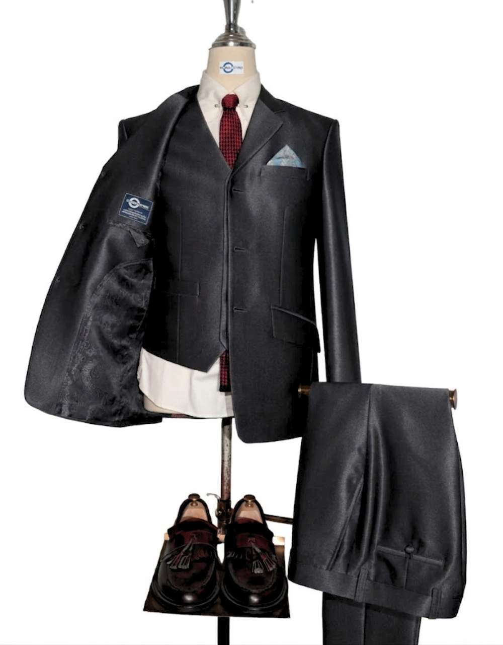 Men’s Deep Charcoal Grey Tonic Suit - 3-Button Mod Style 3-Piece Suit for Men