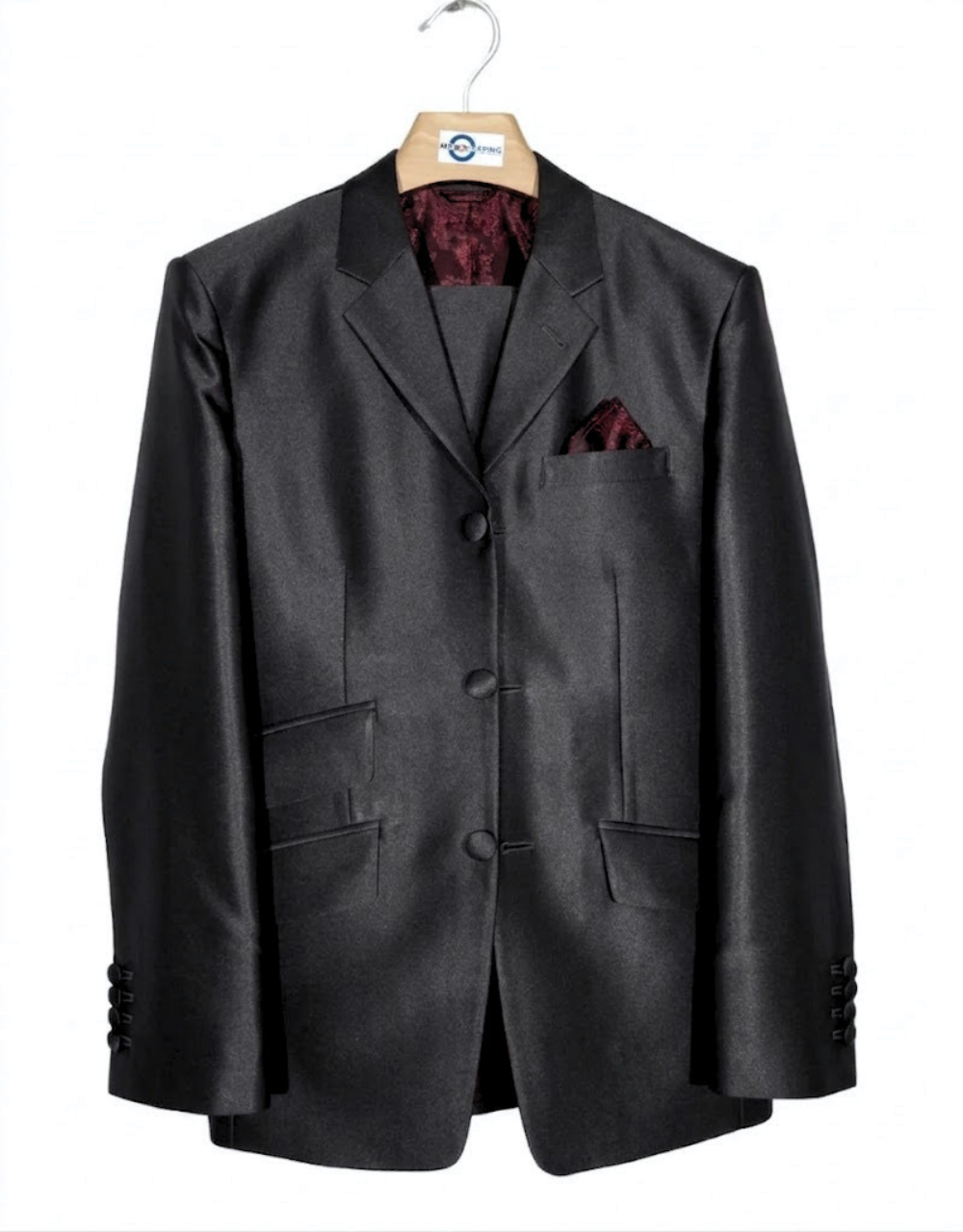 Men’s Deep Charcoal Grey Tonic Suit - 3-Button Mod Style 3-Piece Suit for Men