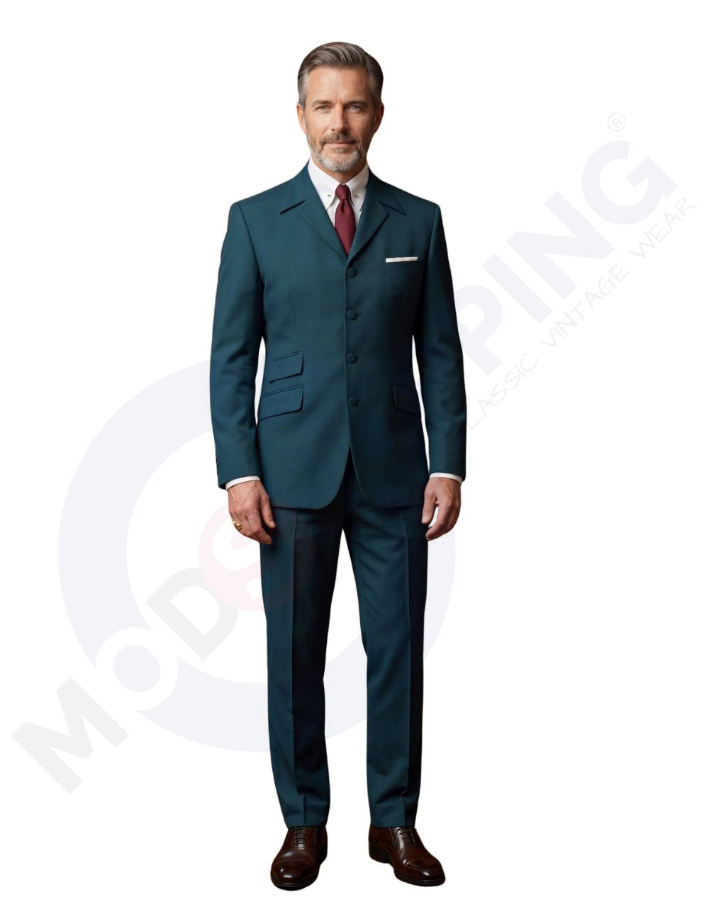 Deep Teal Winged Lapels Suit 01