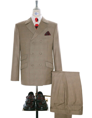 Double Breasted Suit | Brown Prince Of Wales Check Suit Modshopping Clothing