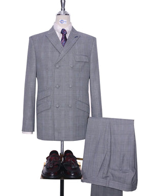 Double Breasted Suit | Grey Prince Of Wales Check Suit Modshopping Clothing