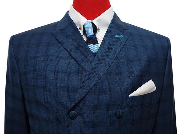 Double Breasted Suit | Navy Blue Prince Of Wales Suit Modshopping Clothing