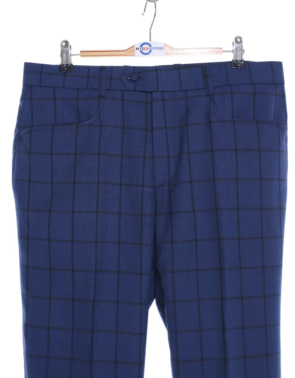 Double Breasted Suit - Navy Blue Windowpane Suit Modshopping Clothing