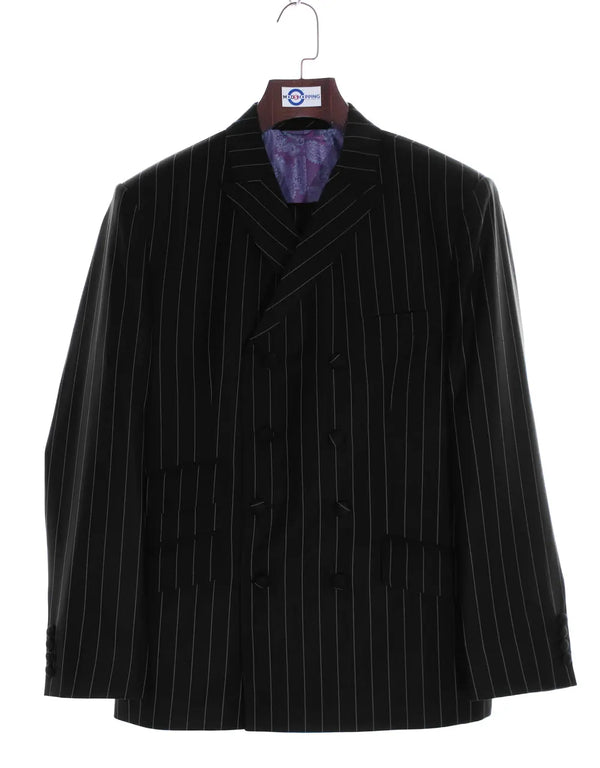 Double Breasted  Suit - Vintage Style Black Pinstripe Suit Modshopping Clothing