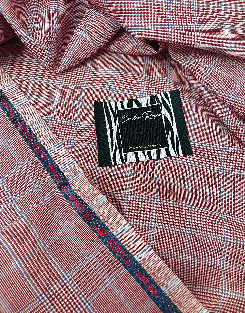 Men’s Red and Light Blue Prince of Wales Check Double Breasted Suit