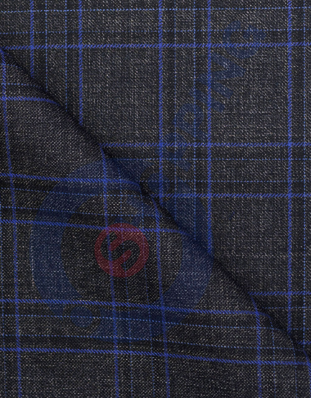 Men’s Charcoal Grey and  Navy Blue Plaid Check Suit