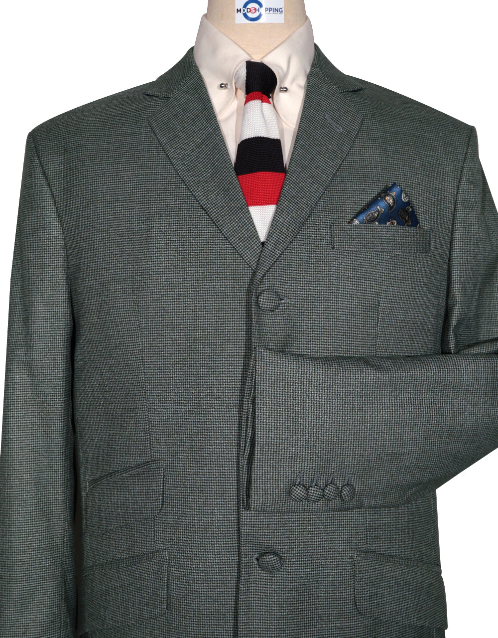 Greeen Grey Herringbone Suit