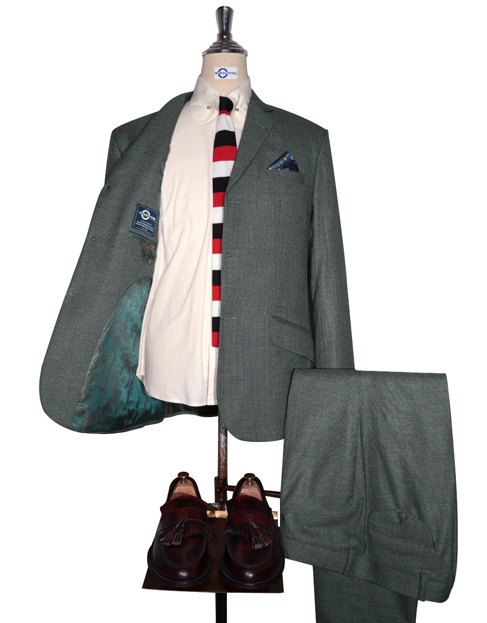 Greeen Grey Herringbone Suit