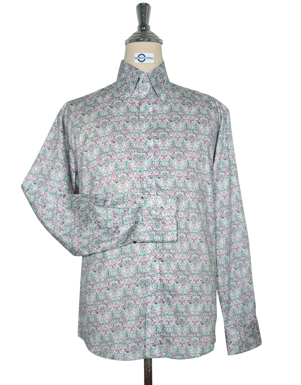 This Shirt Only - Green and Purple Floral Shirt Size M