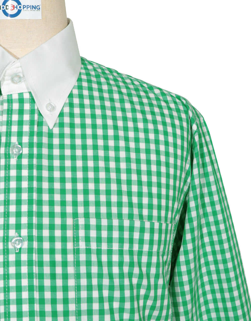 This Shirt Only -  Green Gingham Check Button Down Shirt