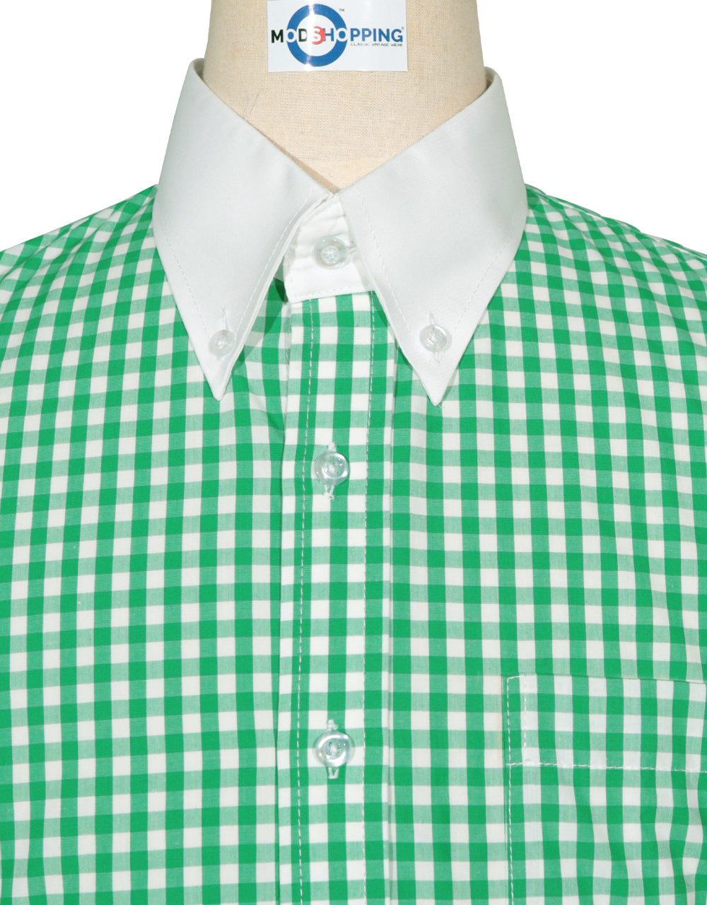 This Shirt Only -  Green Gingham Check Button Down Shirt