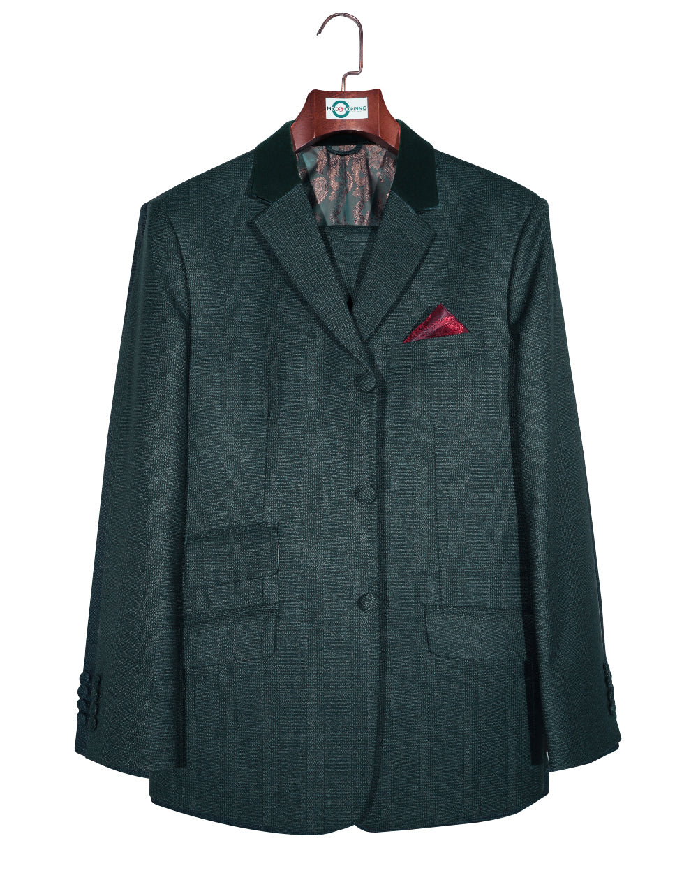 Men's Tailored Fit Green Glen Plaid Check Suit