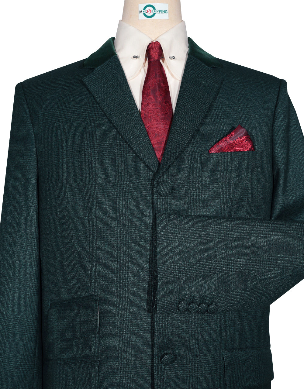 Men's Tailored Fit Green Glen Plaid Check Suit