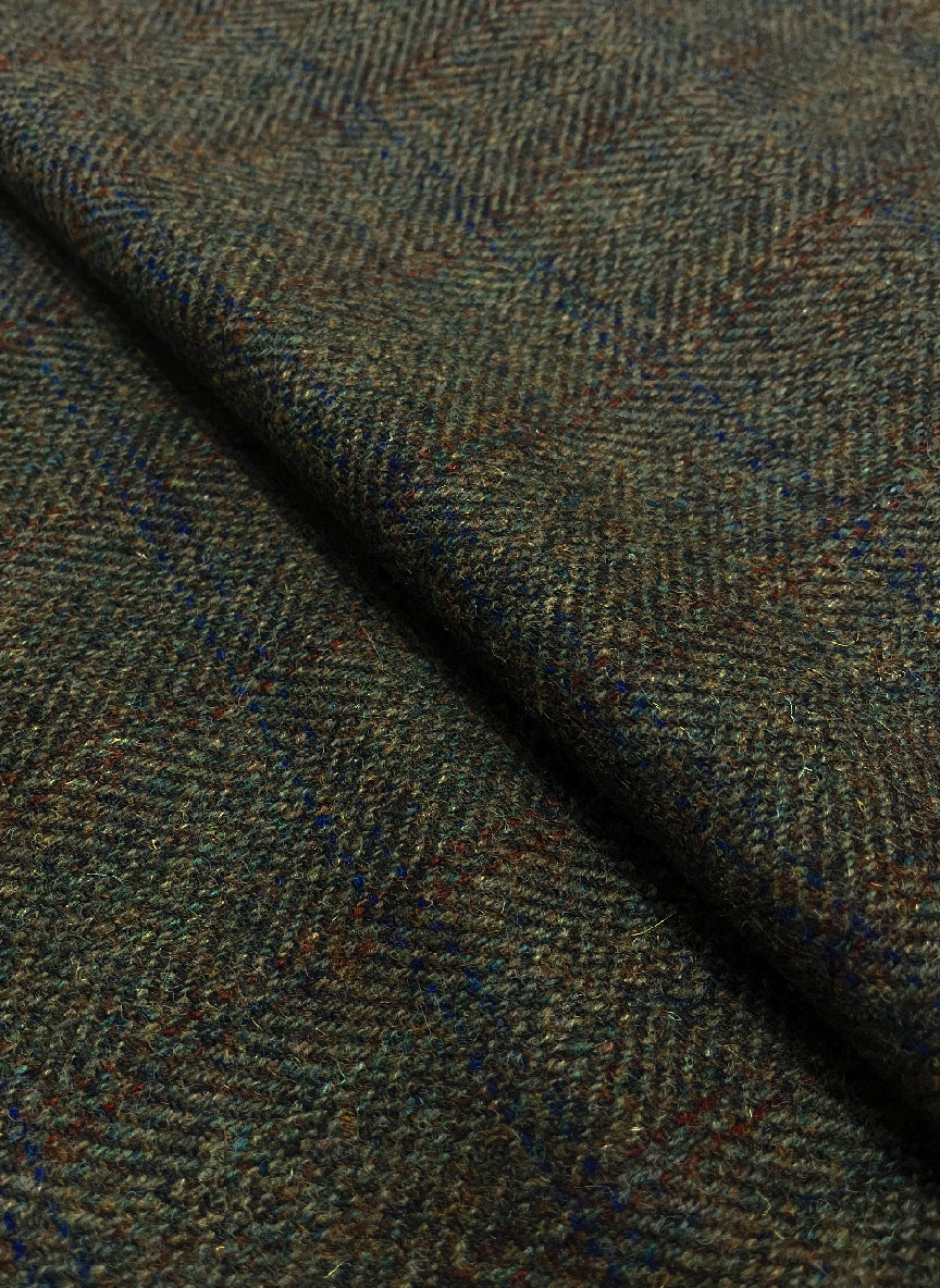 Olive Green Herringbone Fabric 02