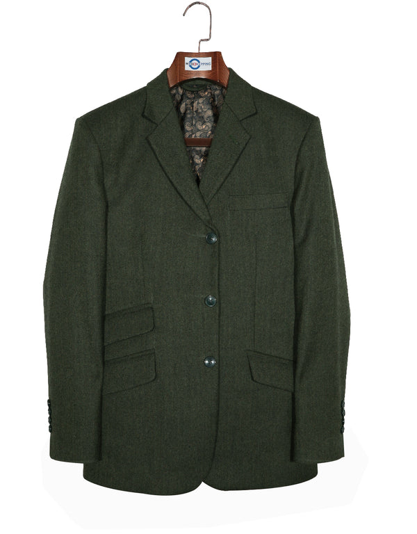 Tweed Jacket | Olive Green Herringbone Tweed Jacket