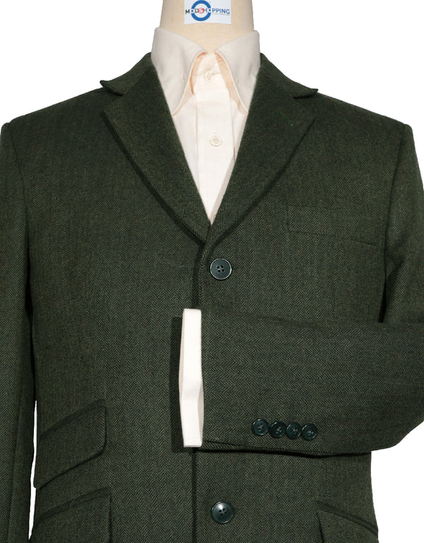 Tweed Jacket | Olive Green Herringbone Tweed Jacket