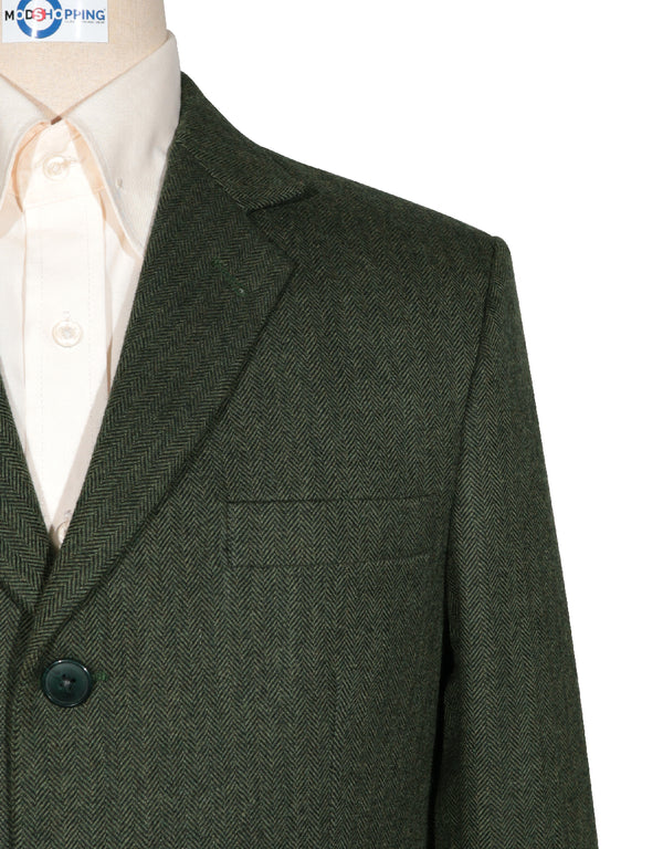 Tweed Jacket | Olive Green Herringbone Tweed Jacket