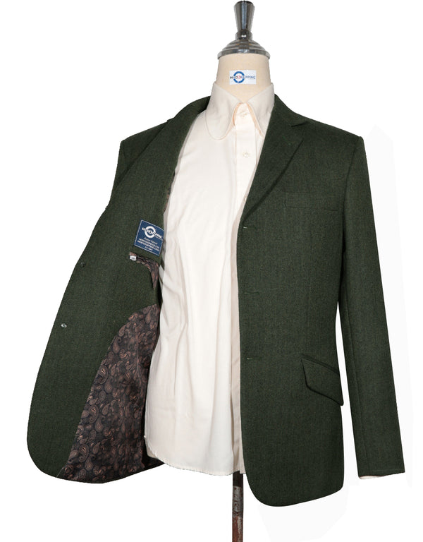 Tweed Jacket | Olive Green Herringbone Tweed Jacket