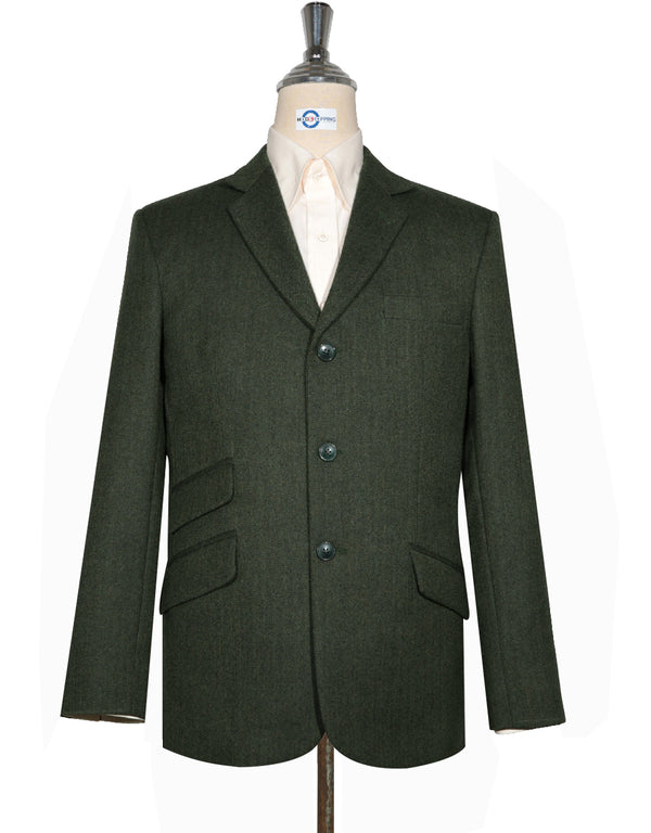 Tweed Jacket | Olive Green Herringbone Tweed Jacket