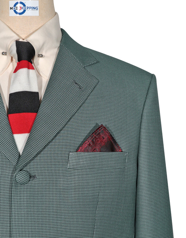 3 Piece Suit - Green and Black Small Houndstooth Suit