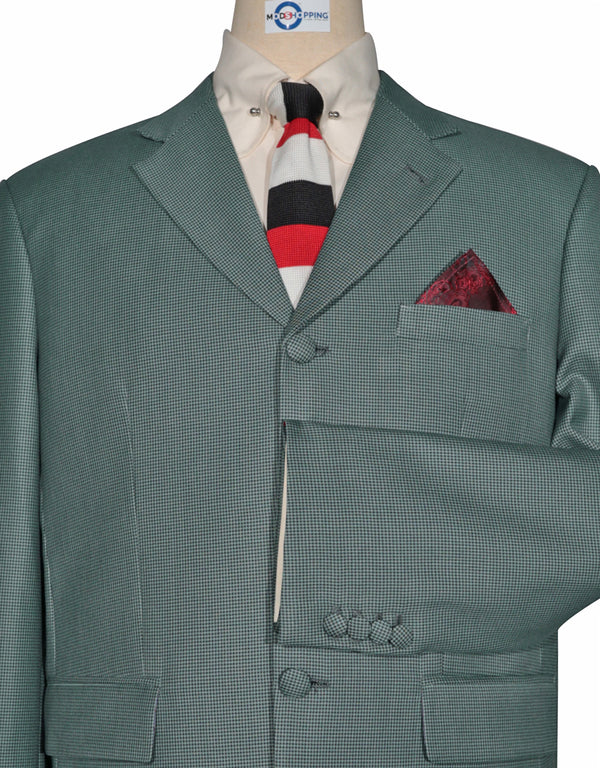 Mod Suit - Green and Black Small Houndstooth Suit