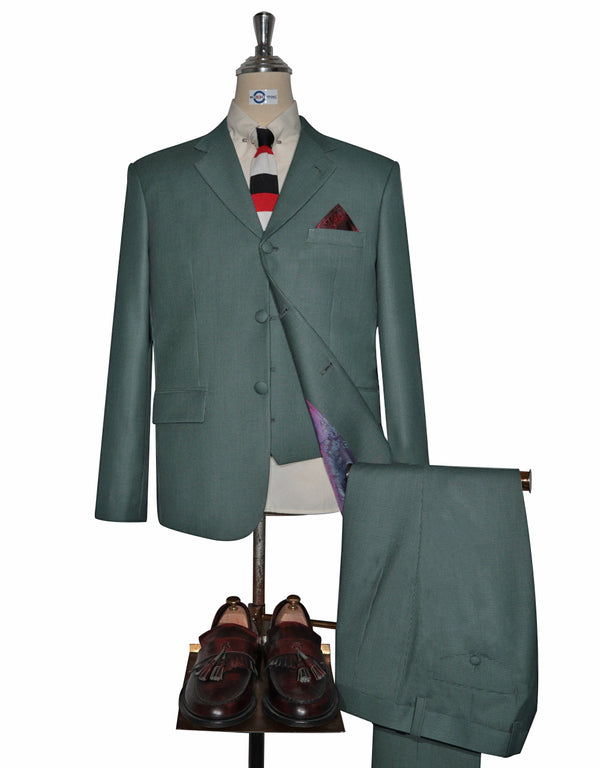 3 Piece Suit - Green and Black Small Houndstooth Suit