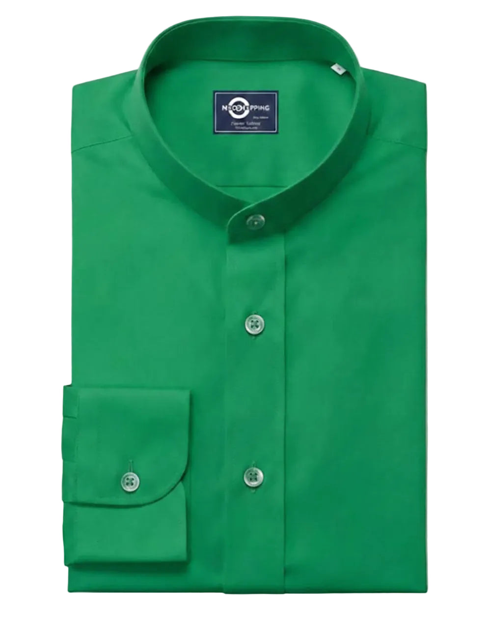 Green Mandarin Collar Shirt
